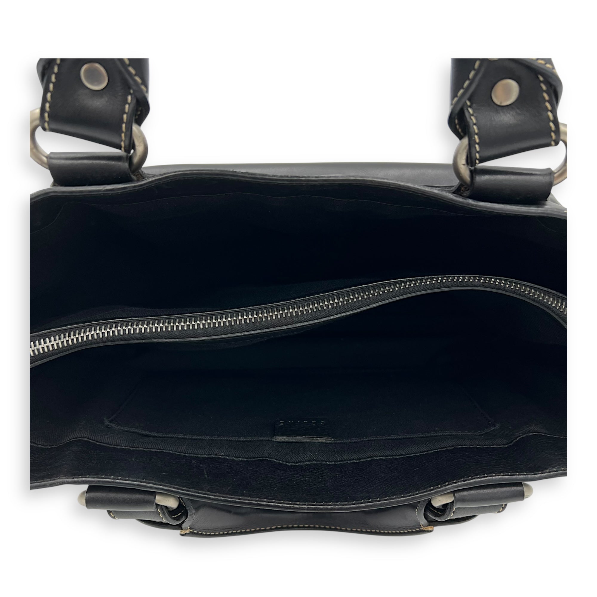 Boogie Black Top Handle Bag in Calfskin, Silver hardware - Image 7