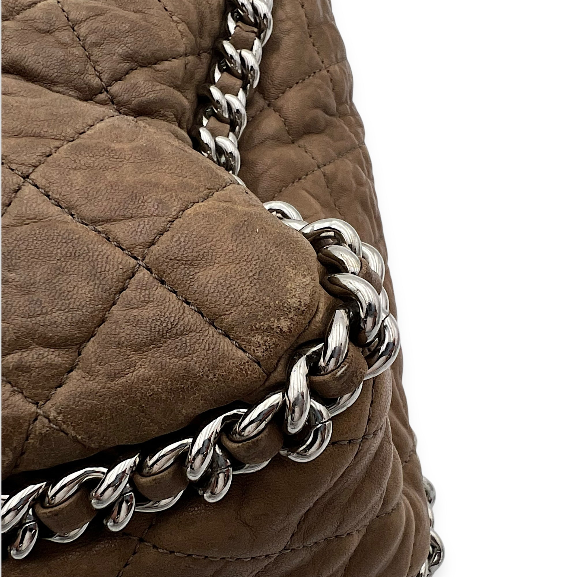 CC Shoulder Bag Brown in Calfskin, Silver hardware - Image 15