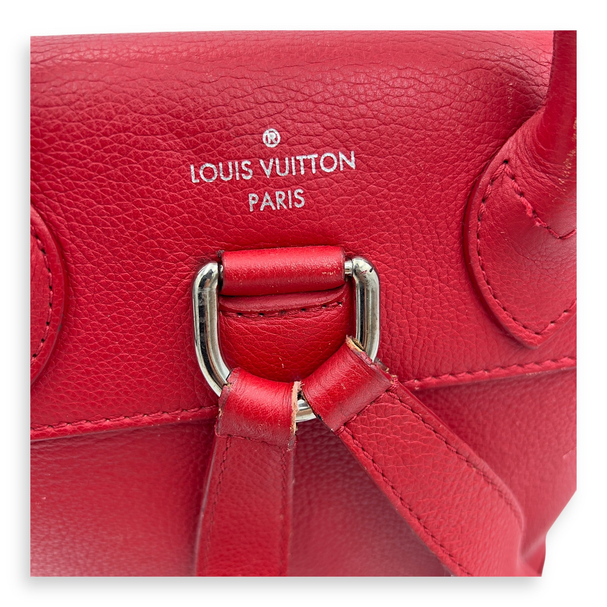 Lock Me Backpack Red in Taurillon Leather, Silver hardware - Image 13