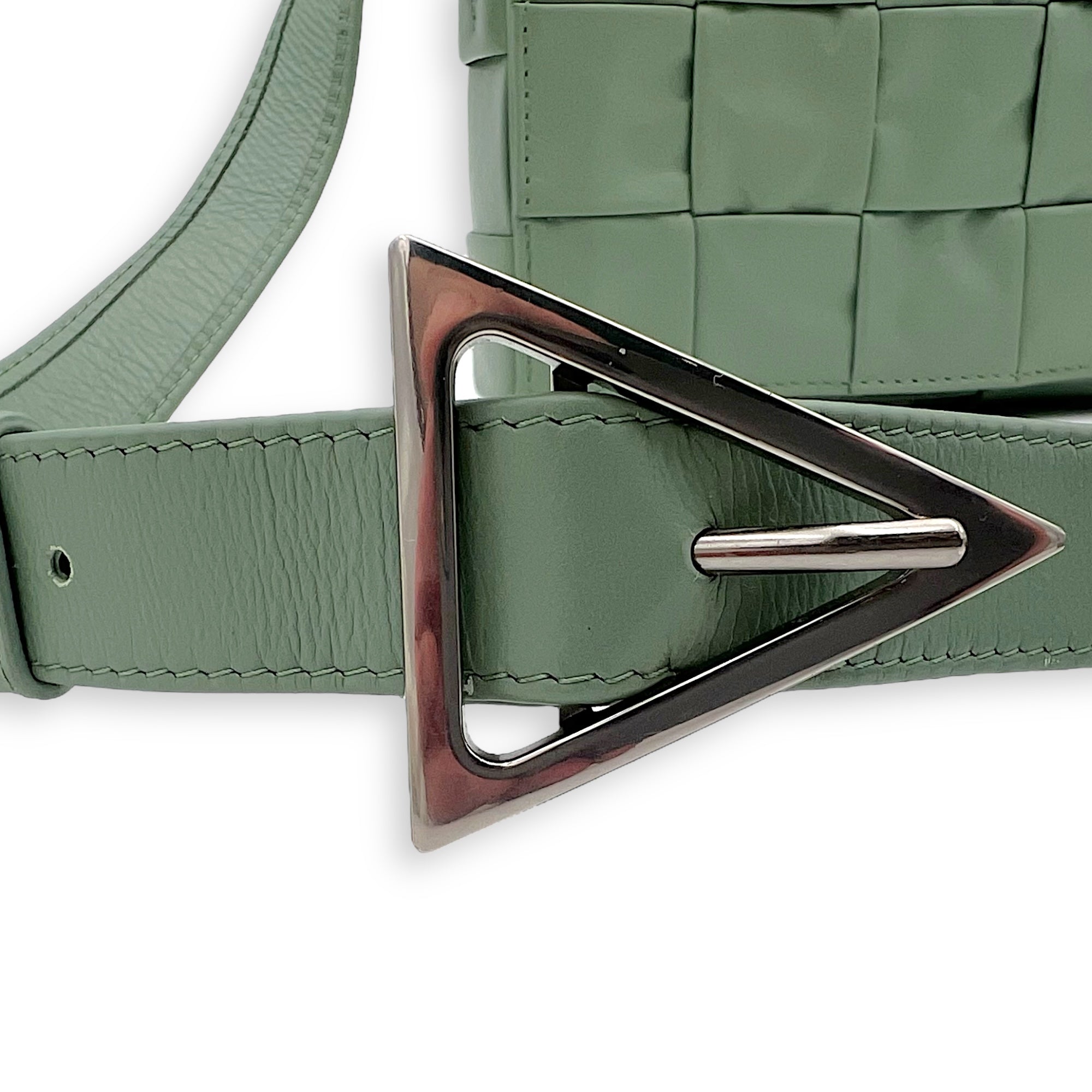 Cassette Crossbody Bag Green in Calfskin - Image 15