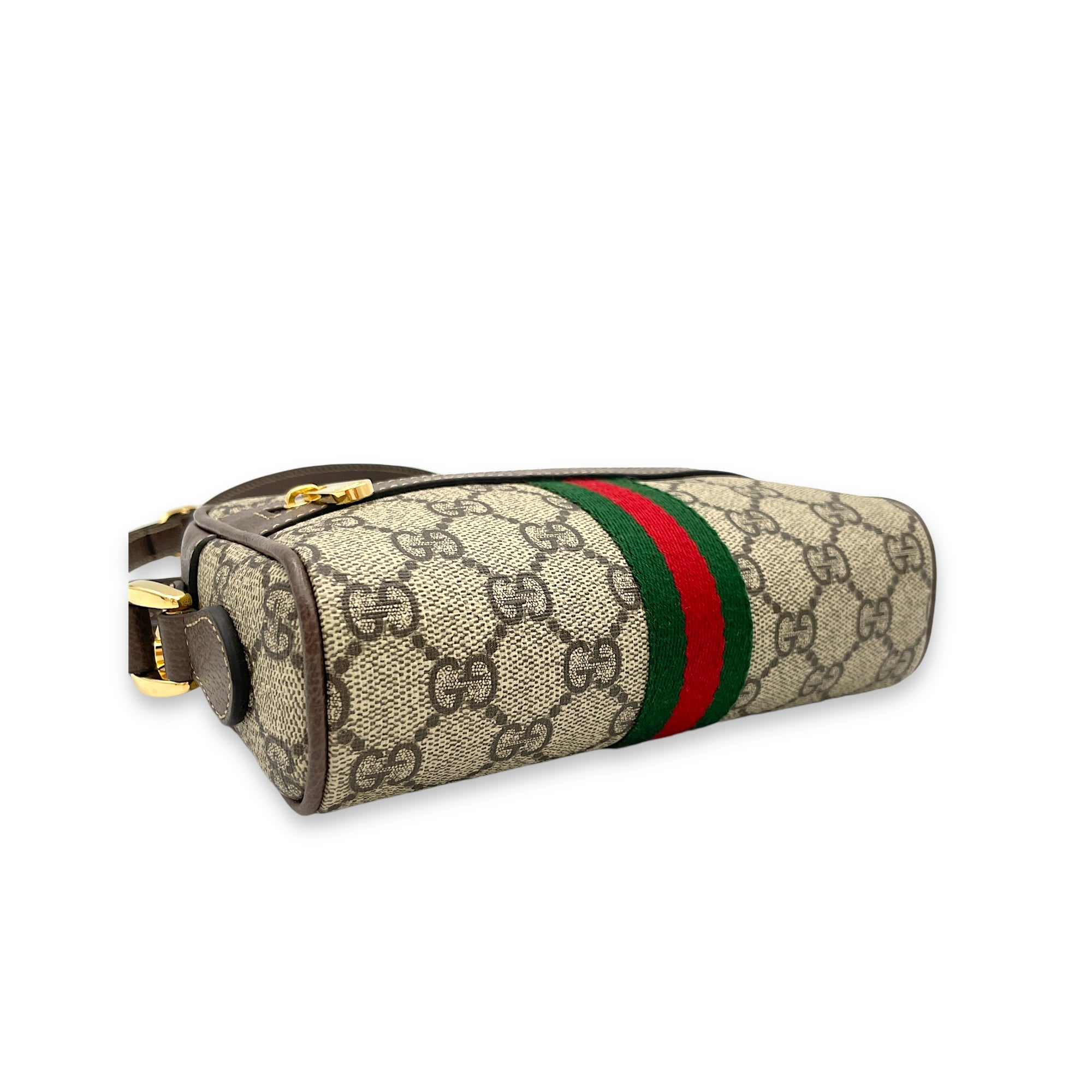 GG Supreme Web Ophidia Brown Crossbody Bag in Monogram Coated Canvas, Gold hardware - Image 6