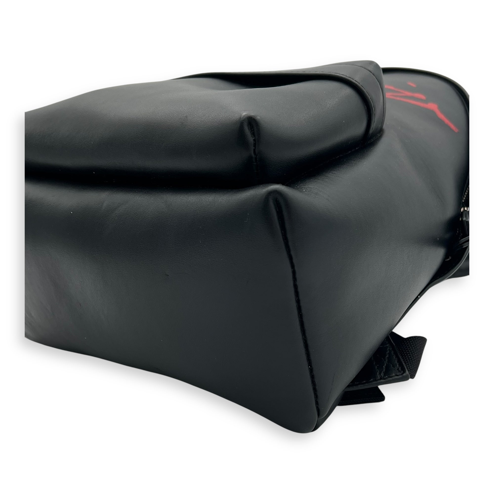 Logo Backpack Black in Calfskin, Silver hardware - Image 9