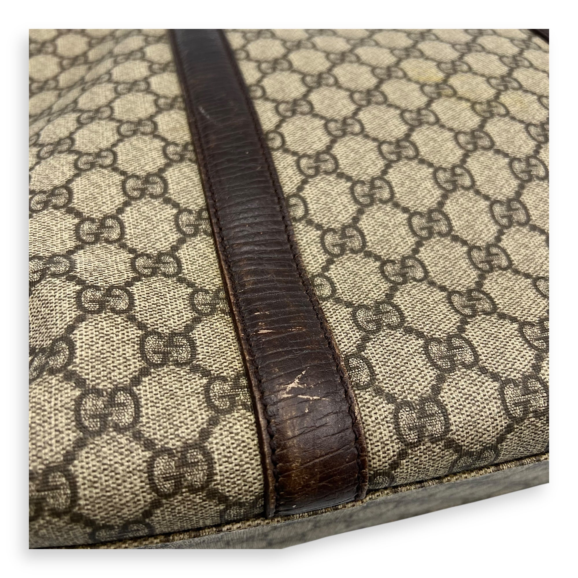 Vintage Top Handle Bag Brown in Coated Canvas, Silver hardware - Image 15