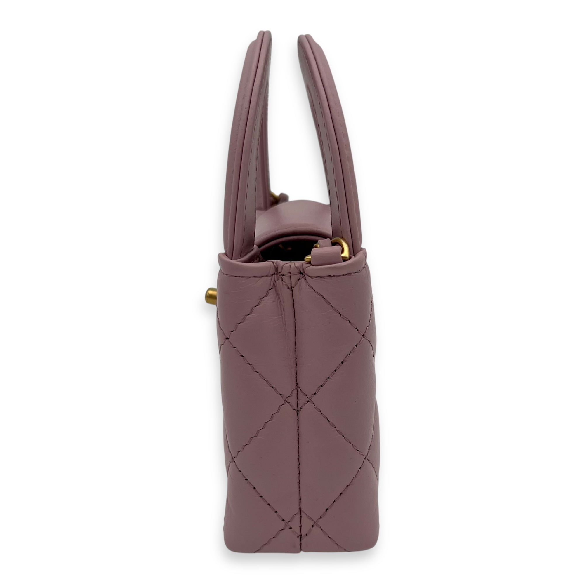 Kelly Top Handle Bag Nano Pink in Calfskin, Gold hardware - Image 5