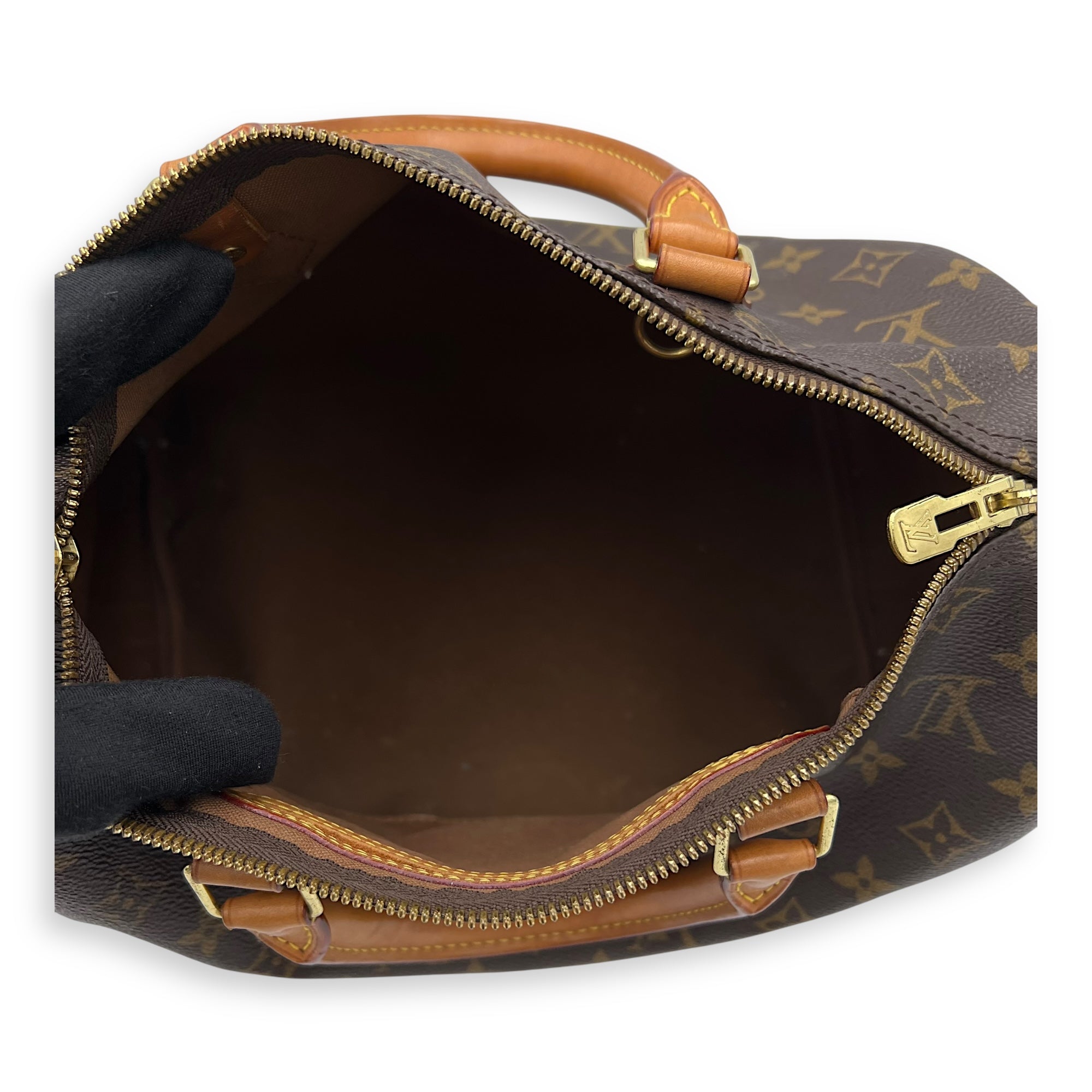 Speedy Bandouliere Top Handle Bag 30 Brown in Monogram Coated Canvas, Gold hardware - Image 7