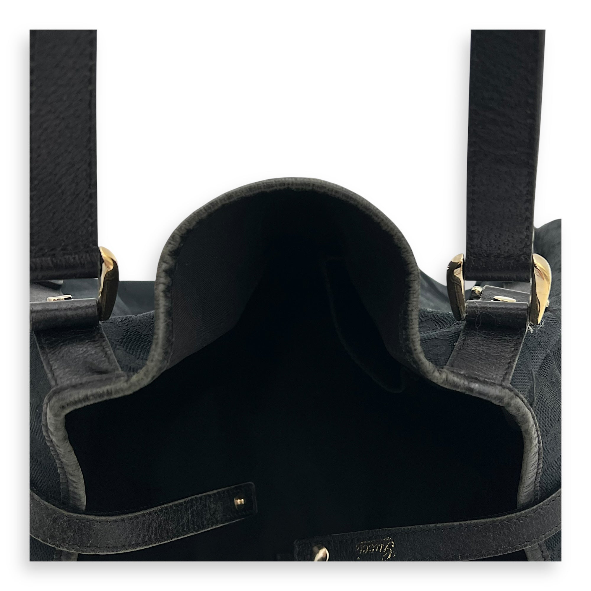 GG Shoulder Bag Black in Canvas, Gold hardware - Image 8