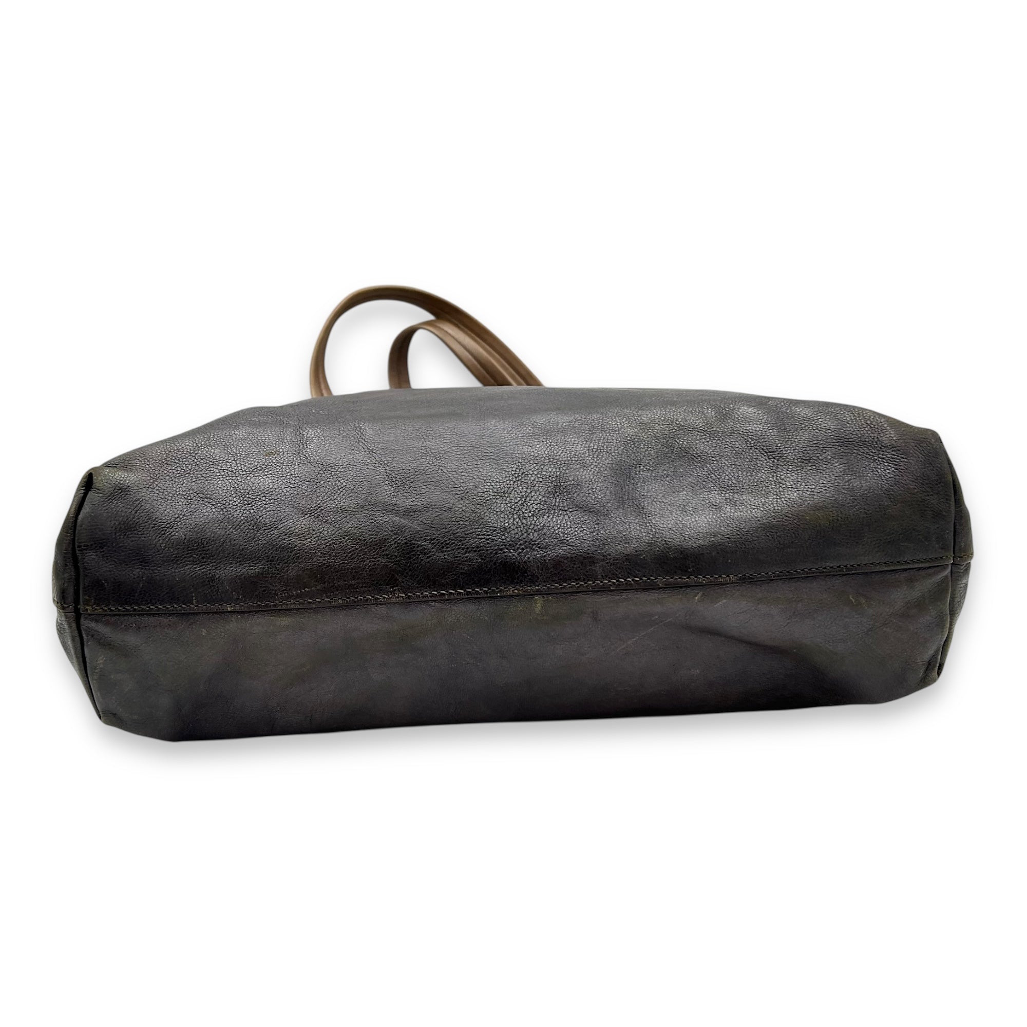 Vitello Shine Brown Tote Bag in Calfskin, Silver hardware - Image 6