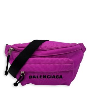 Logo Belt Bag Pink in Canvas, Silver hardware