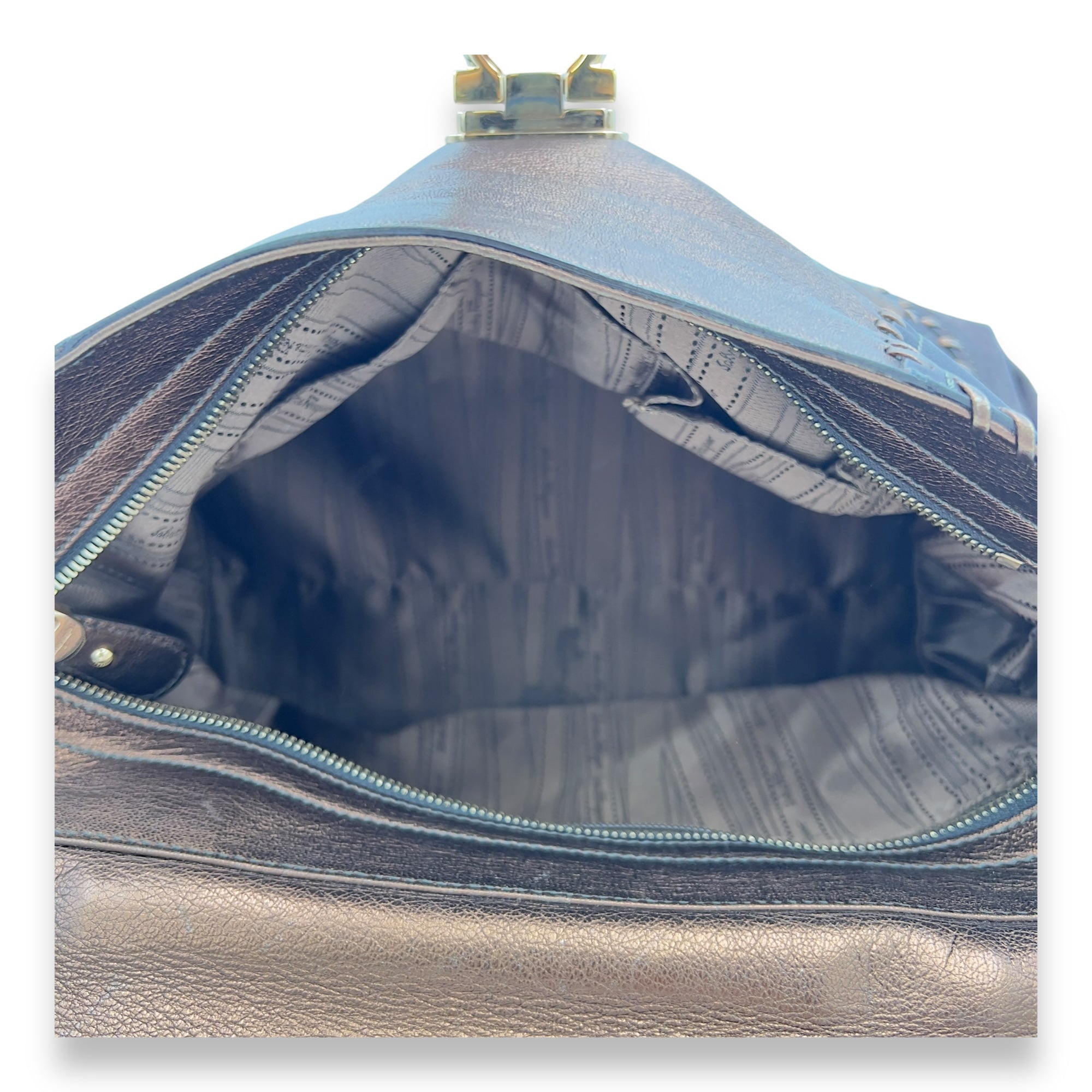 Tote Medium Brown Top Handle Bag in Calfskin, Gold hardware - Image 7