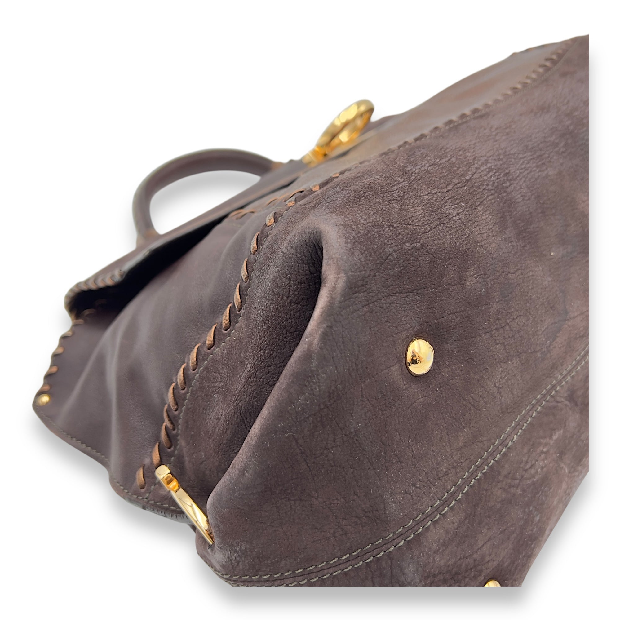 Tote Medium Brown Top Handle Bag in Calfskin, Gold hardware - Image 8