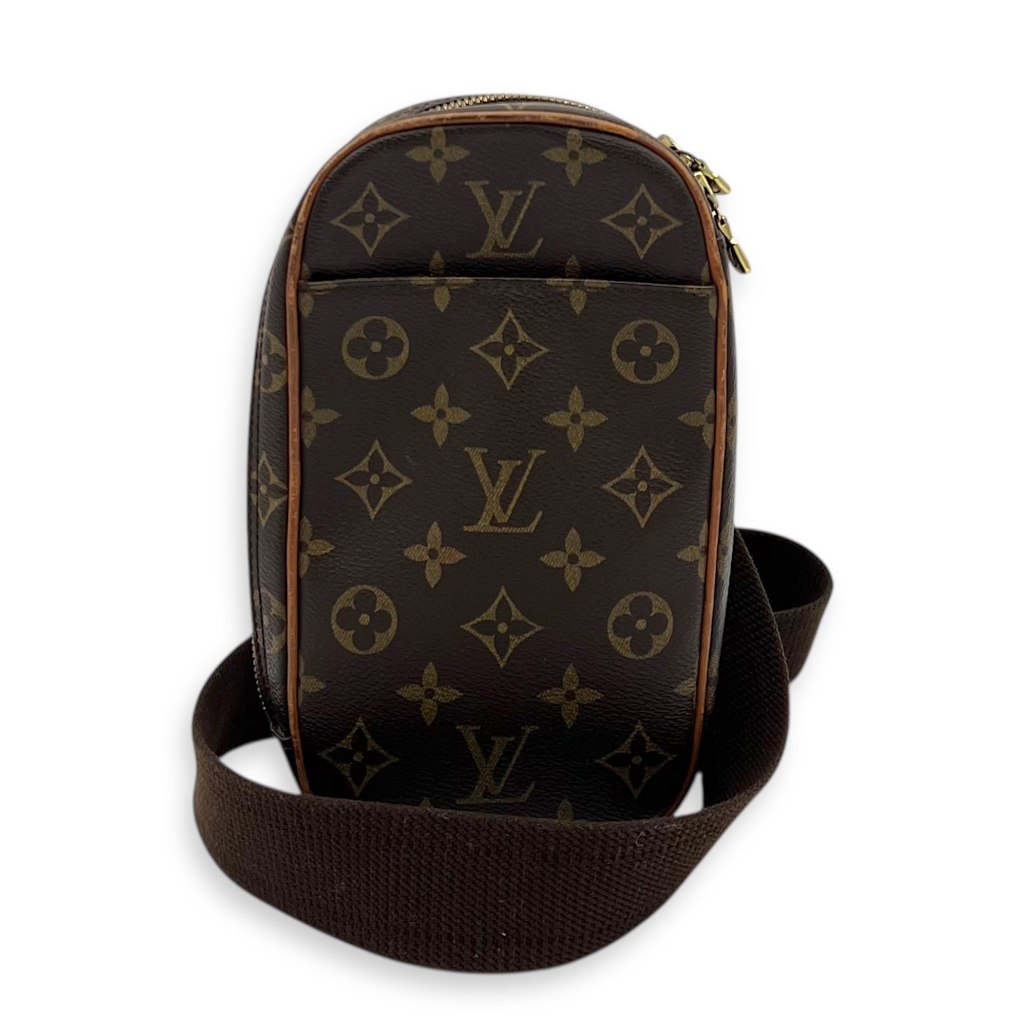 Pochette Gange Brown Belt Bag in Monogram Coated Canvas, Gold hardware - Image 13