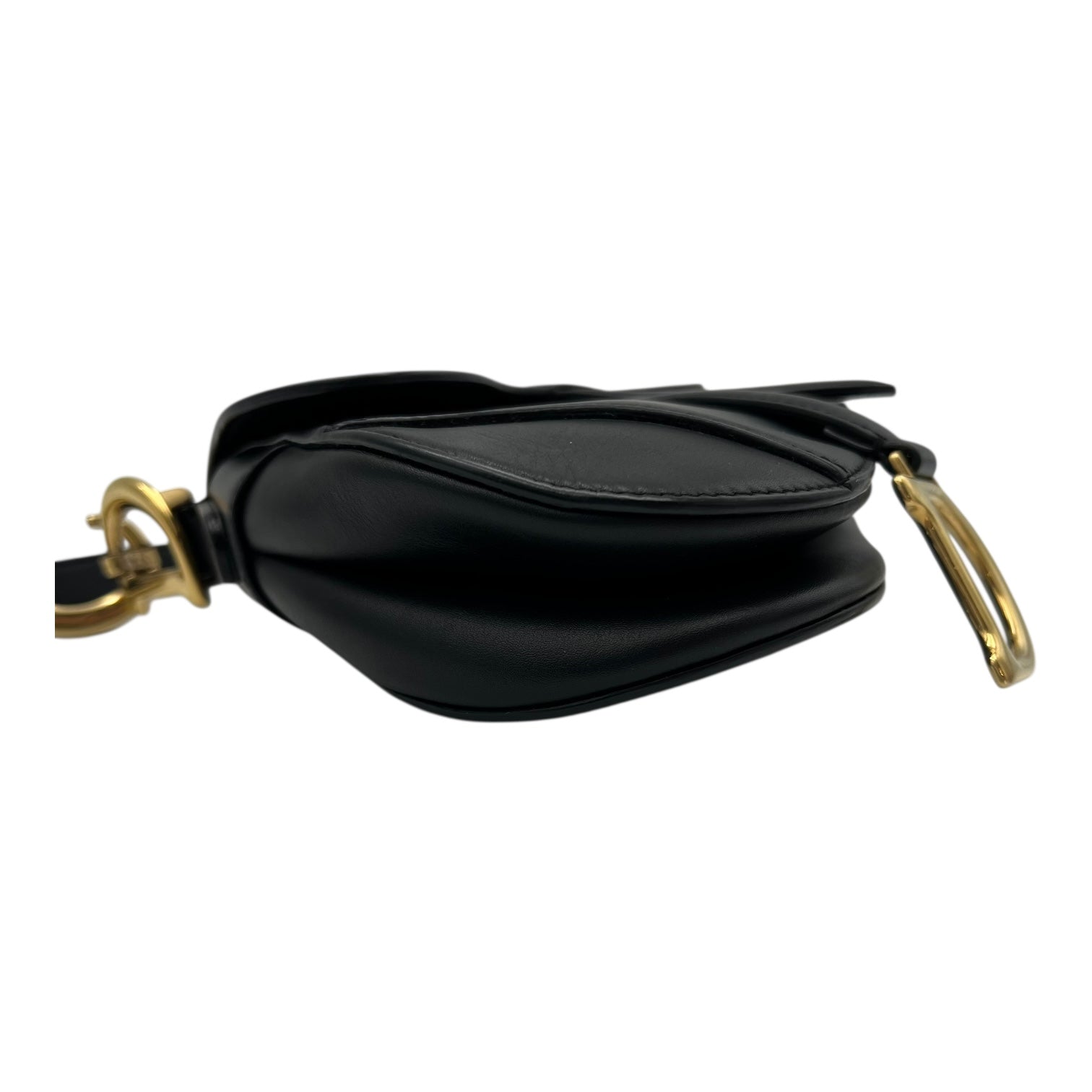 Saddle Shoulder Bag Mini Black in Calfskin, Gold hardware - Image 9