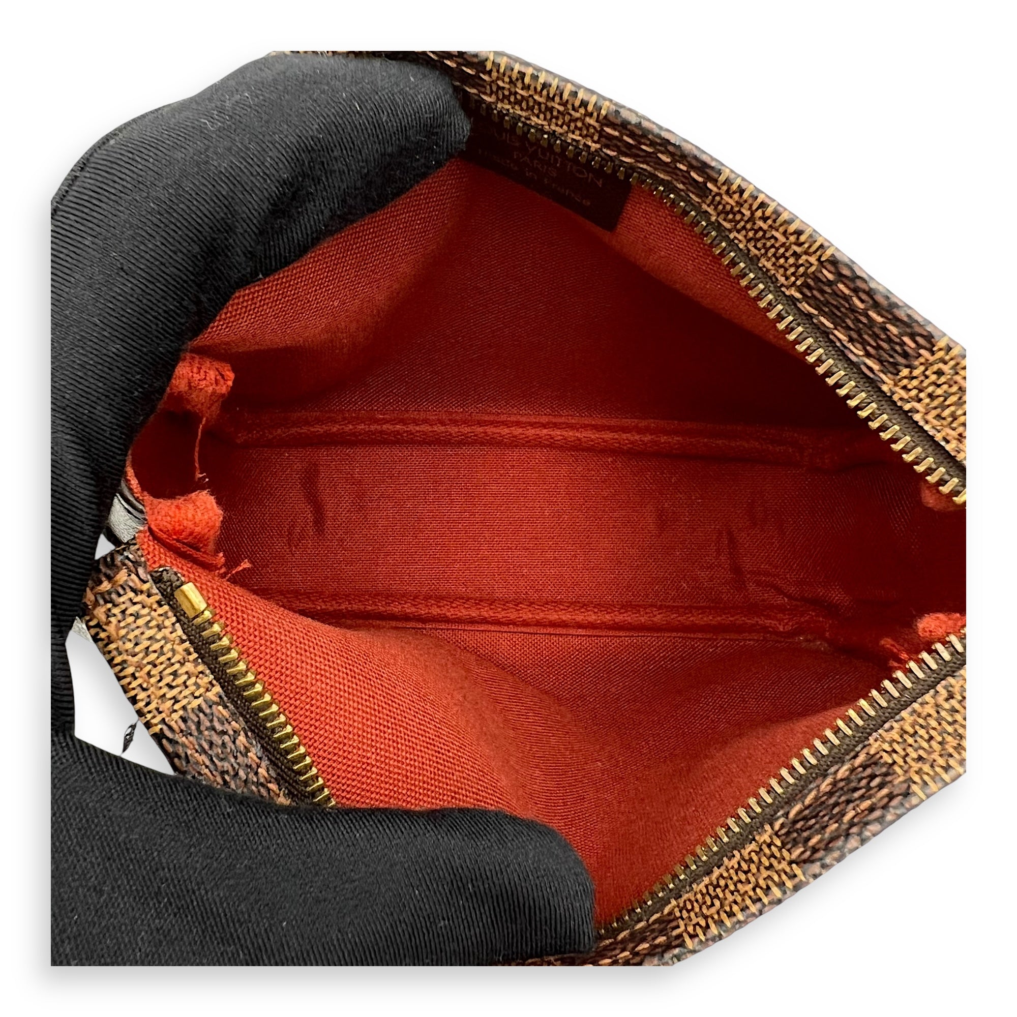 Trousse Pouch Brown in Coated Canvas, Gold hardware - Image 7