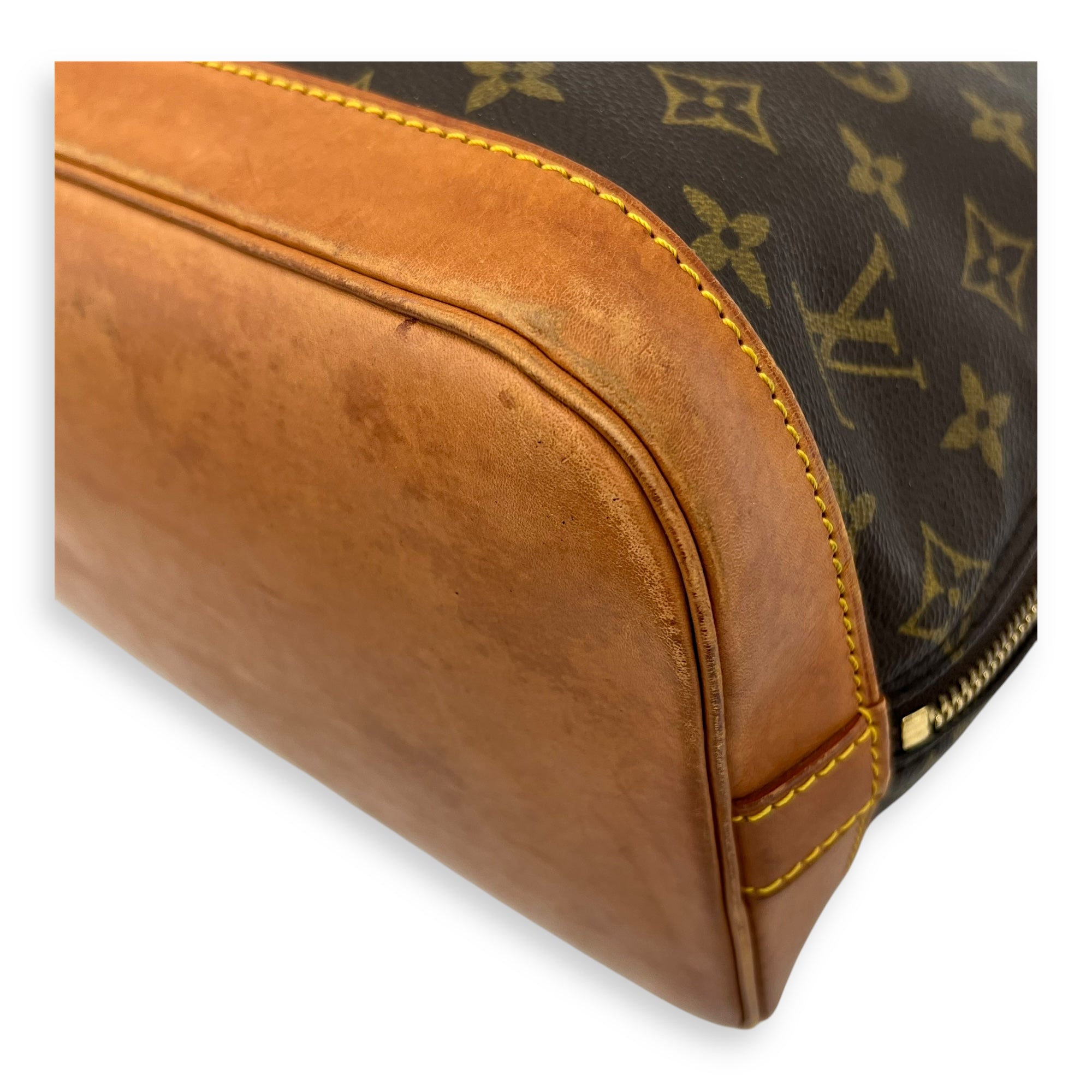 Alma Top Handle Bag PM Brown in Monogram Coated Canvas, Gold hardware - Image 12
