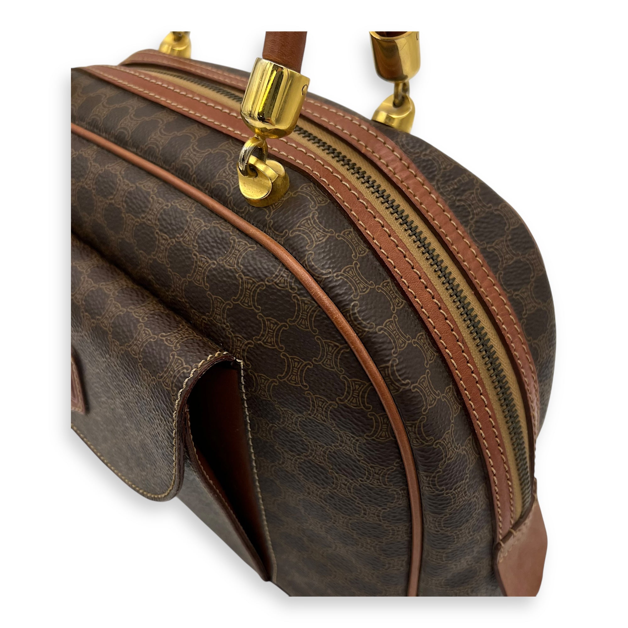 Macadam Top Handle Bag Brown in Coated Canvas, Gold hardware - Image 10