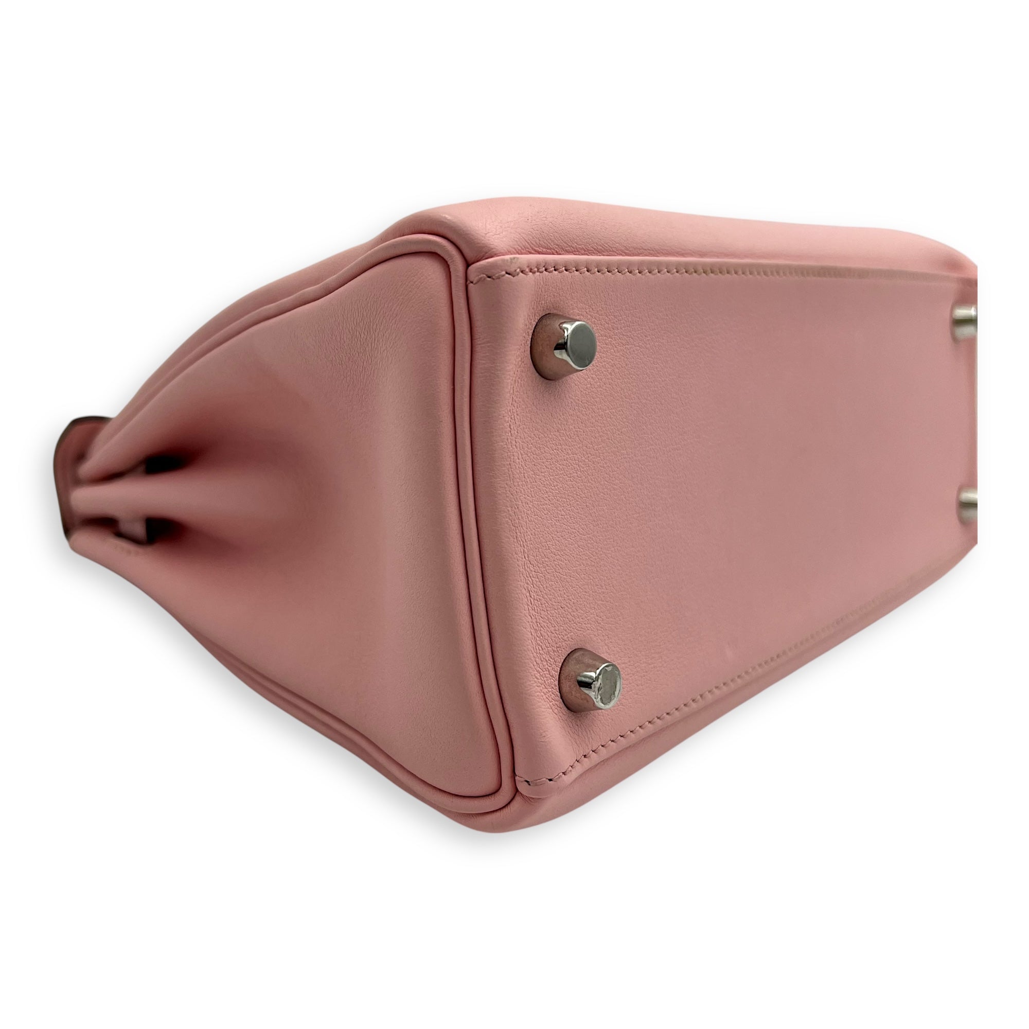 Kelly 25 Sakura Pink Top Handle Bag in Swift, Palladium hardware - Image 10