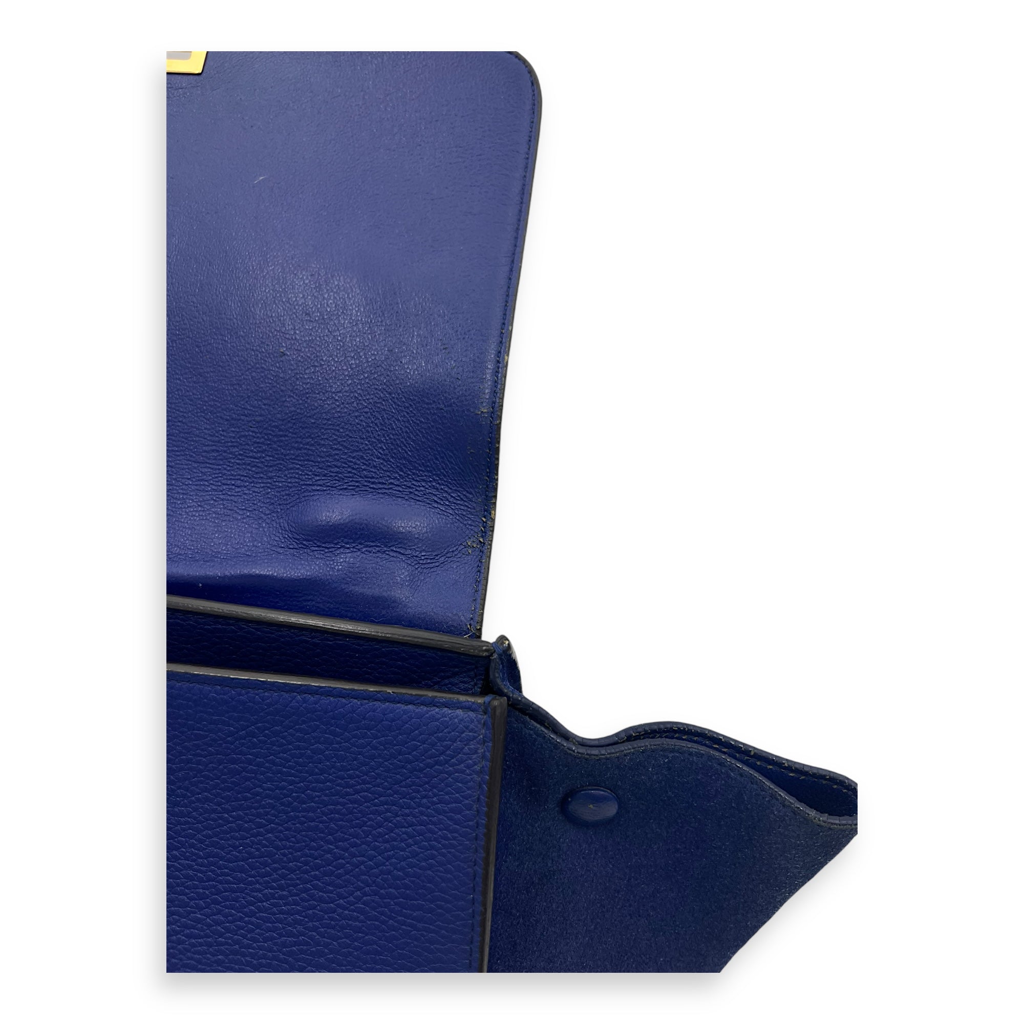 Trapeze Small Blue Shoulder Bag in Calfskin, Gold hardware - Image 11