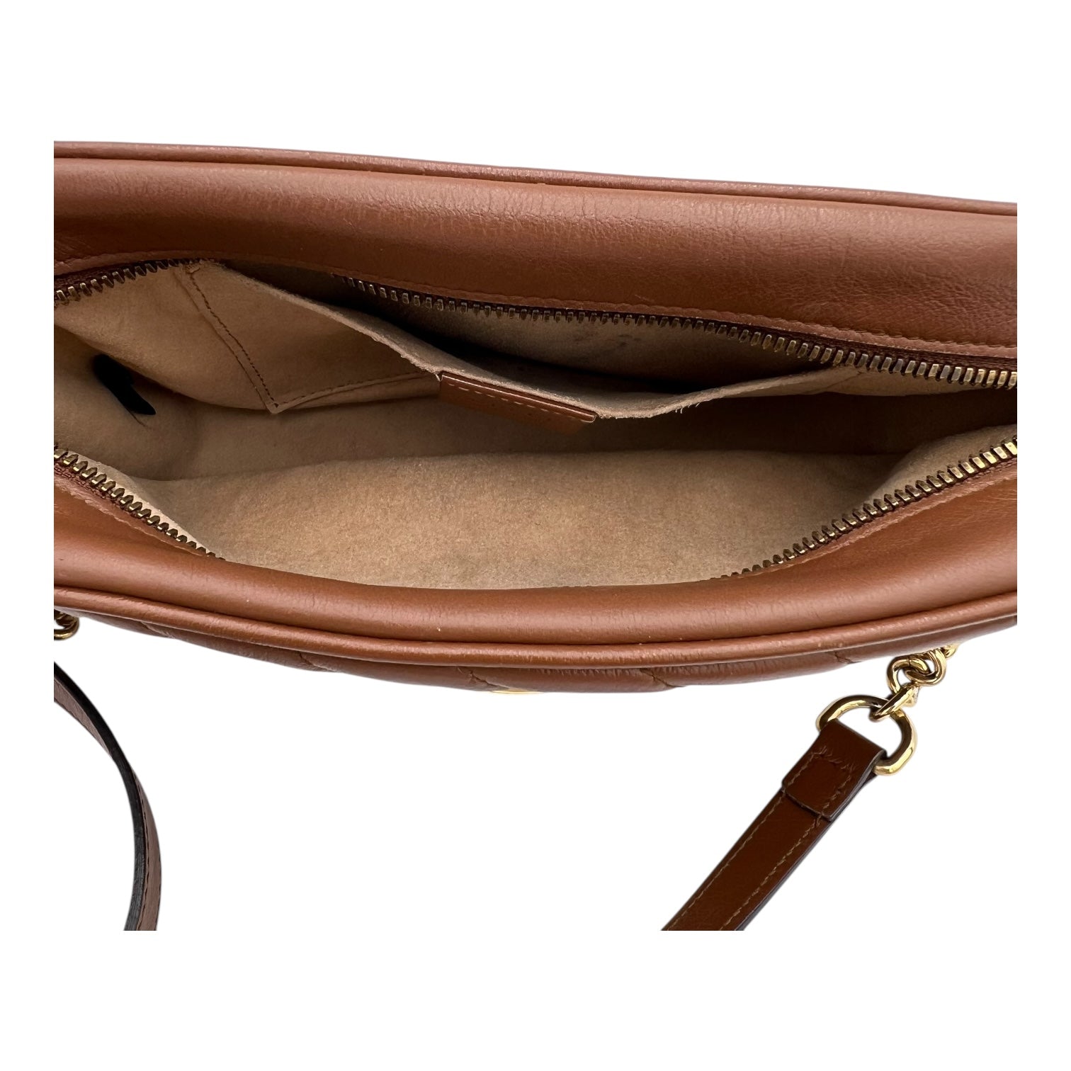 GG Marmont Small Gold Shoulder Bag in Calfskin, Gold hardware - Image 7