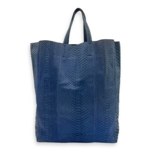 Cabas Tote Bag Blue in Python Leather, Gold hardware