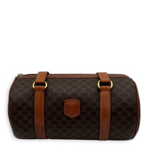 Macadam Shoulder Bag Brown in Coated Canvas, Gold hardware