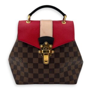 Clapton Backpack Damier Ebene in Coated Canvas, Gold hardware