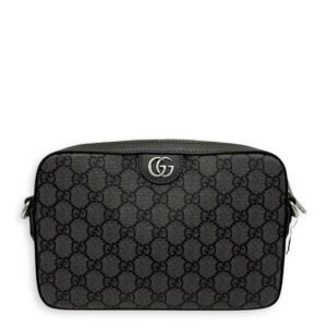 Ophidia Crossbody Bag Black in Coated Canvas, Silver hardware