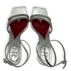 Cube Strass Heel Bling Sandal 75 Heels 38 Silver in Calfskin, Silver hardware