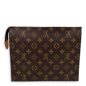 Pochette Pouch Brown in Monogram Coated Canvas, Gold hardware
