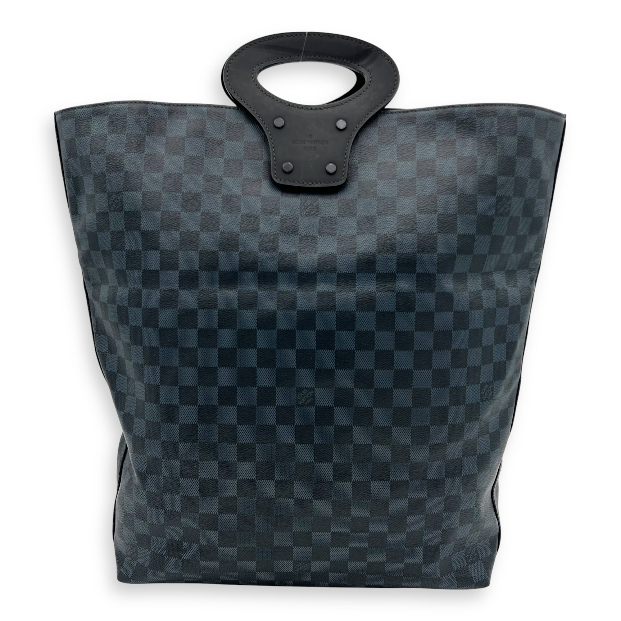 North South Tote Damier Top Handle Bag Blue in Coated Canvas, black hardware - Image 3