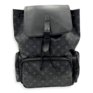 Trio Backpack Black in Coated Canvas, black hardware