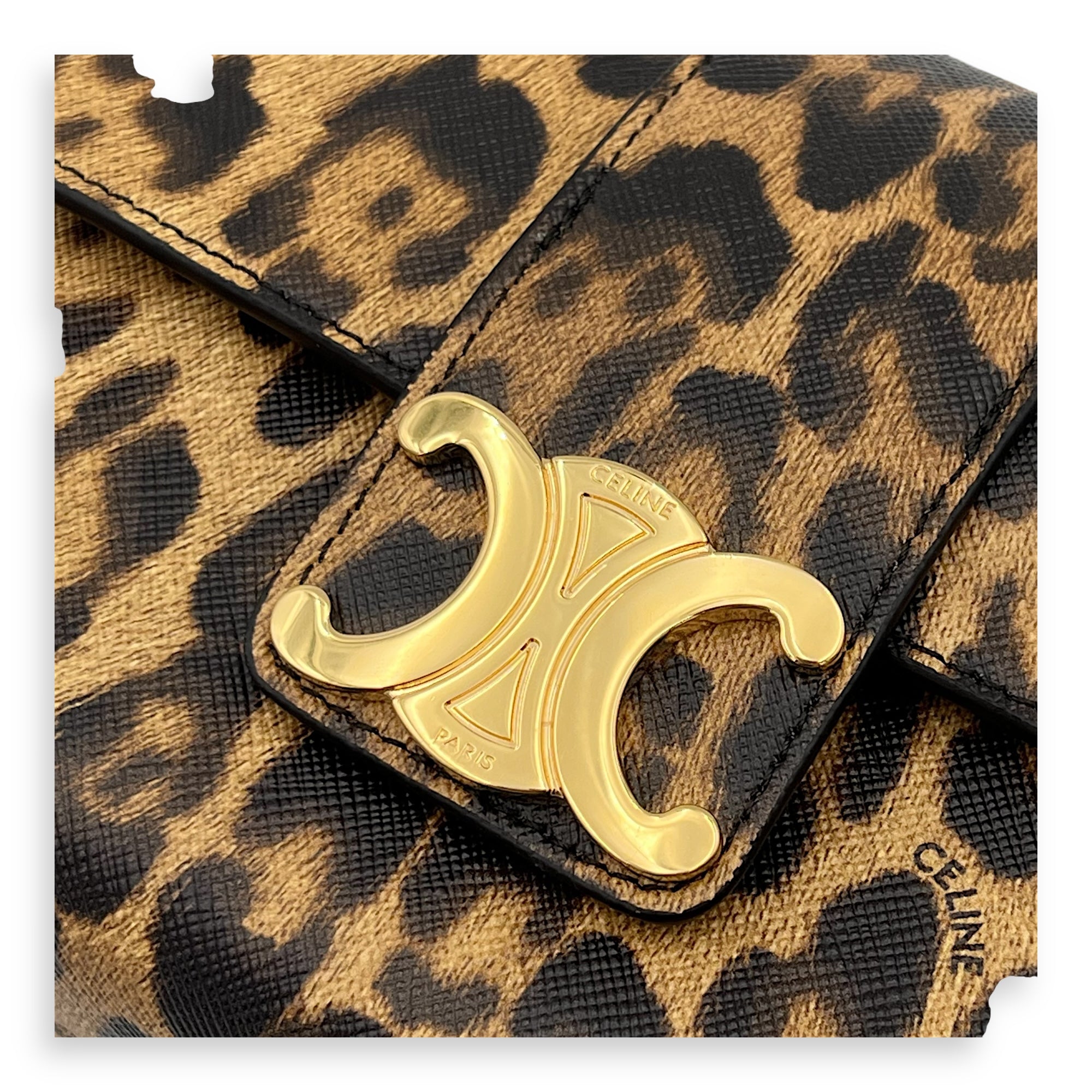 Triomphe Shoulder Bag Brown in Calfskin, Gold hardware - Image 7