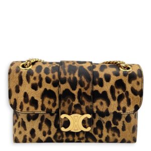 Triomphe Shoulder Bag Brown in Calfskin, Gold hardware