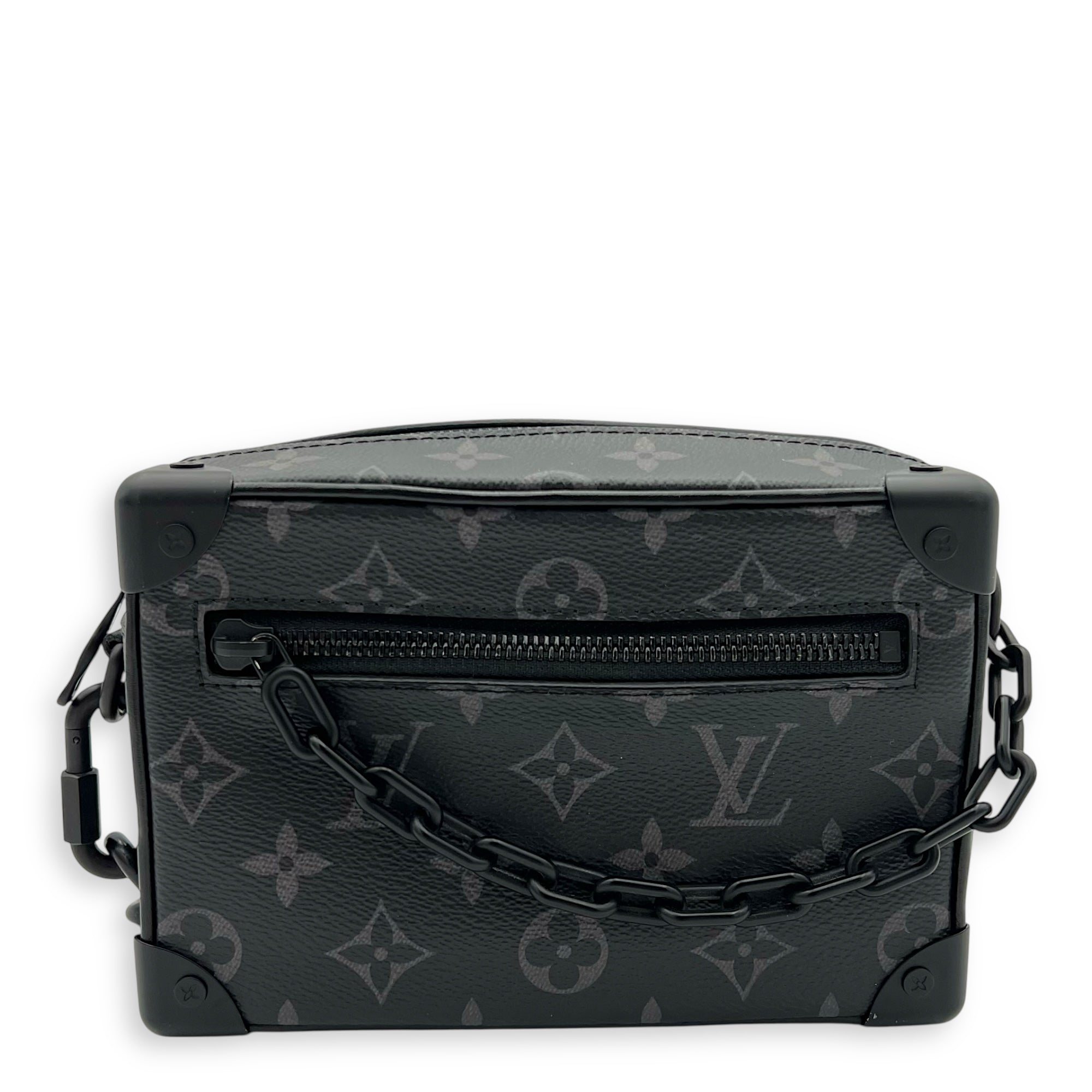 Soft Trunk Crossbody Bag Black in Monogram Coated Canvas, Lacquered Metal hardware