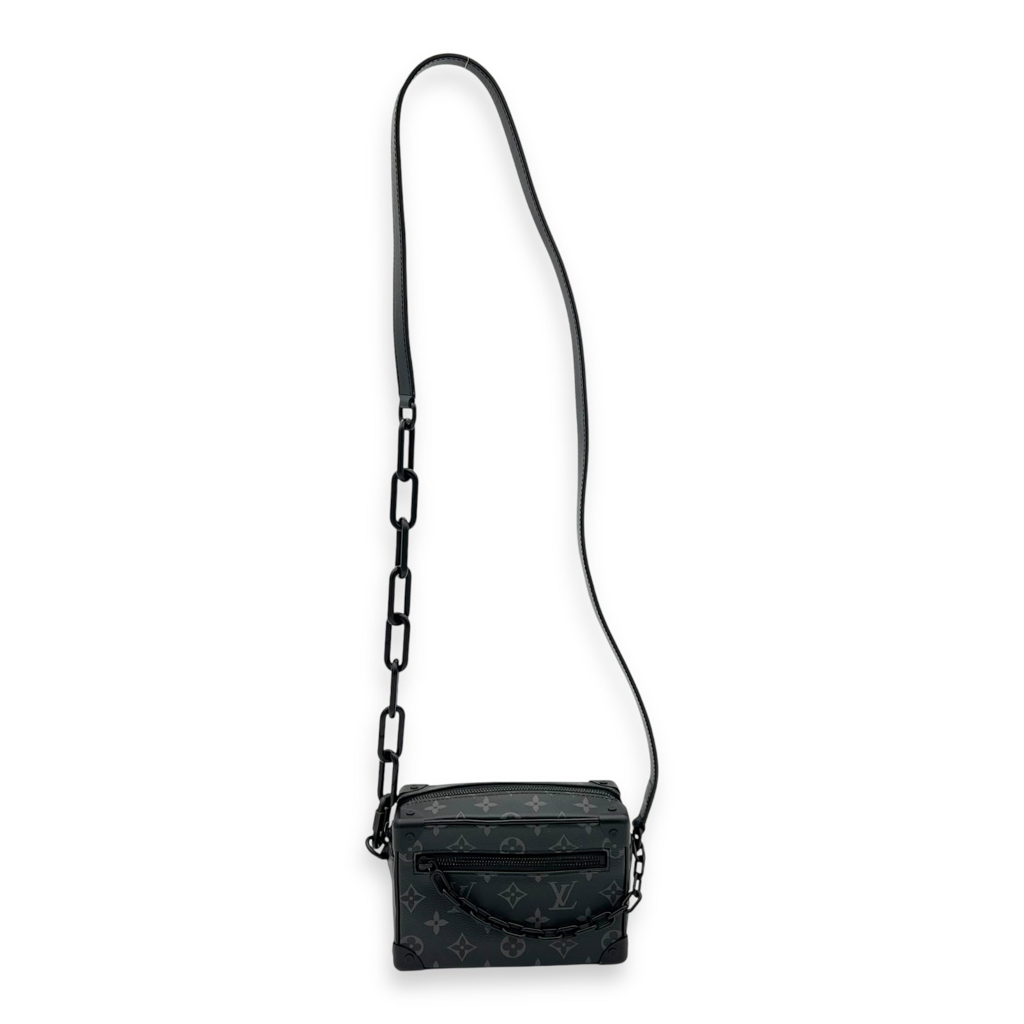 Soft Trunk Crossbody Bag Black in Monogram Coated Canvas, Lacquered Metal hardware - Image 14