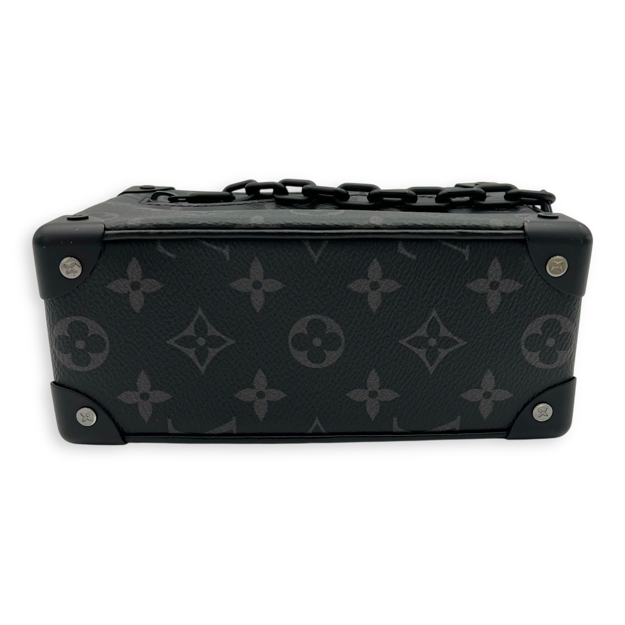 Soft Trunk Crossbody Bag Black in Monogram Coated Canvas, Lacquered Metal hardware - Image 6