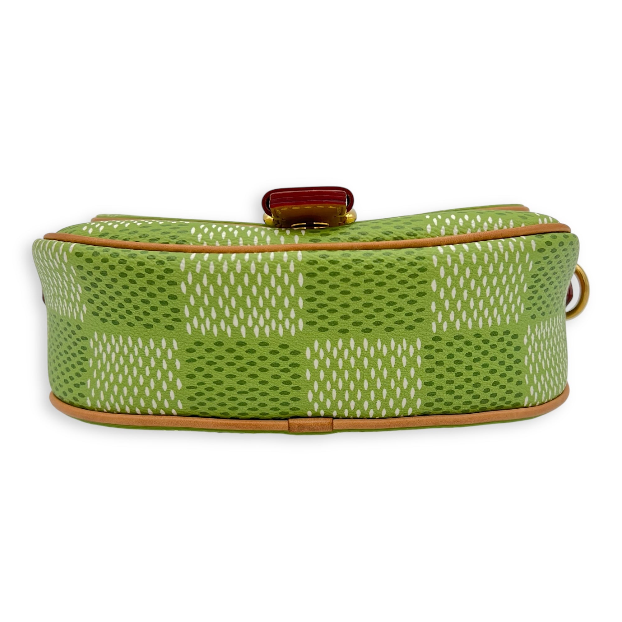Montsouris Crossbody Bag Green in Coated Canvas, Gold hardware - Image 6