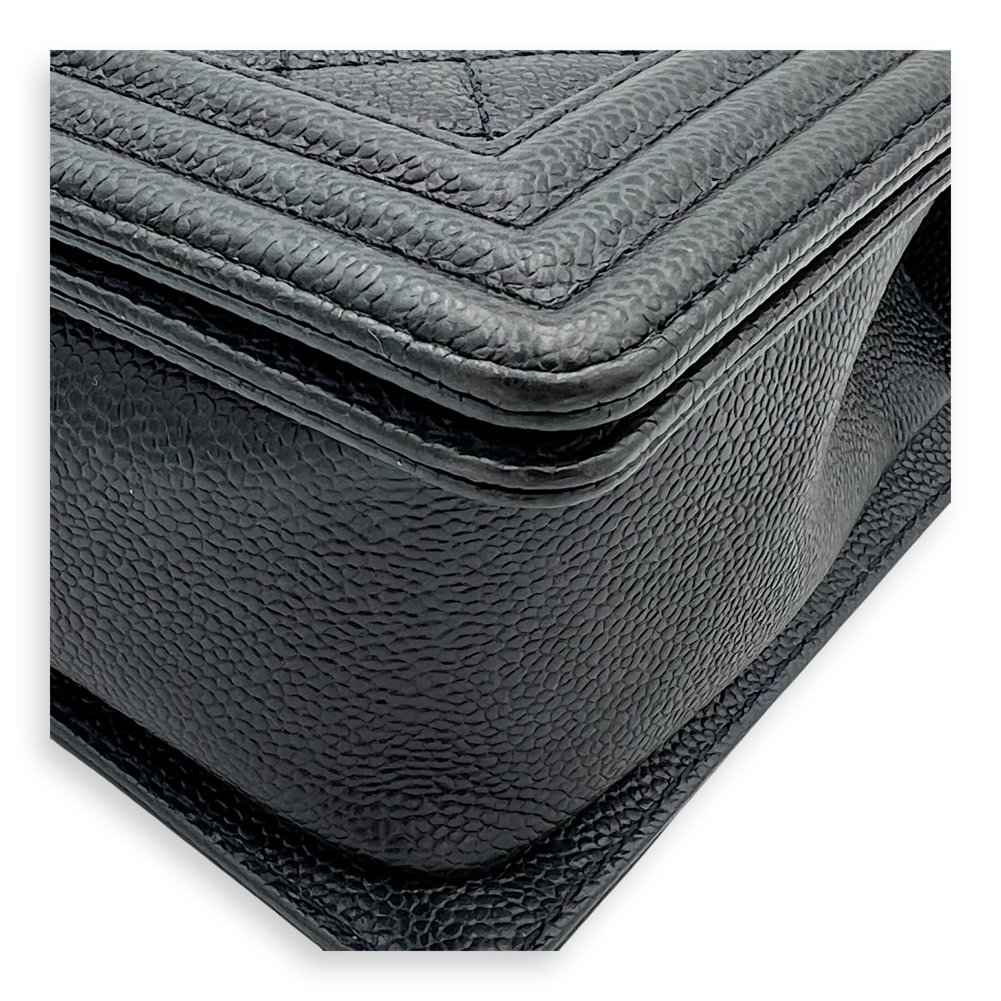 Boy New Medium Blue Shoulder Bag in Caviar Leather, Gold hardware - Image 8