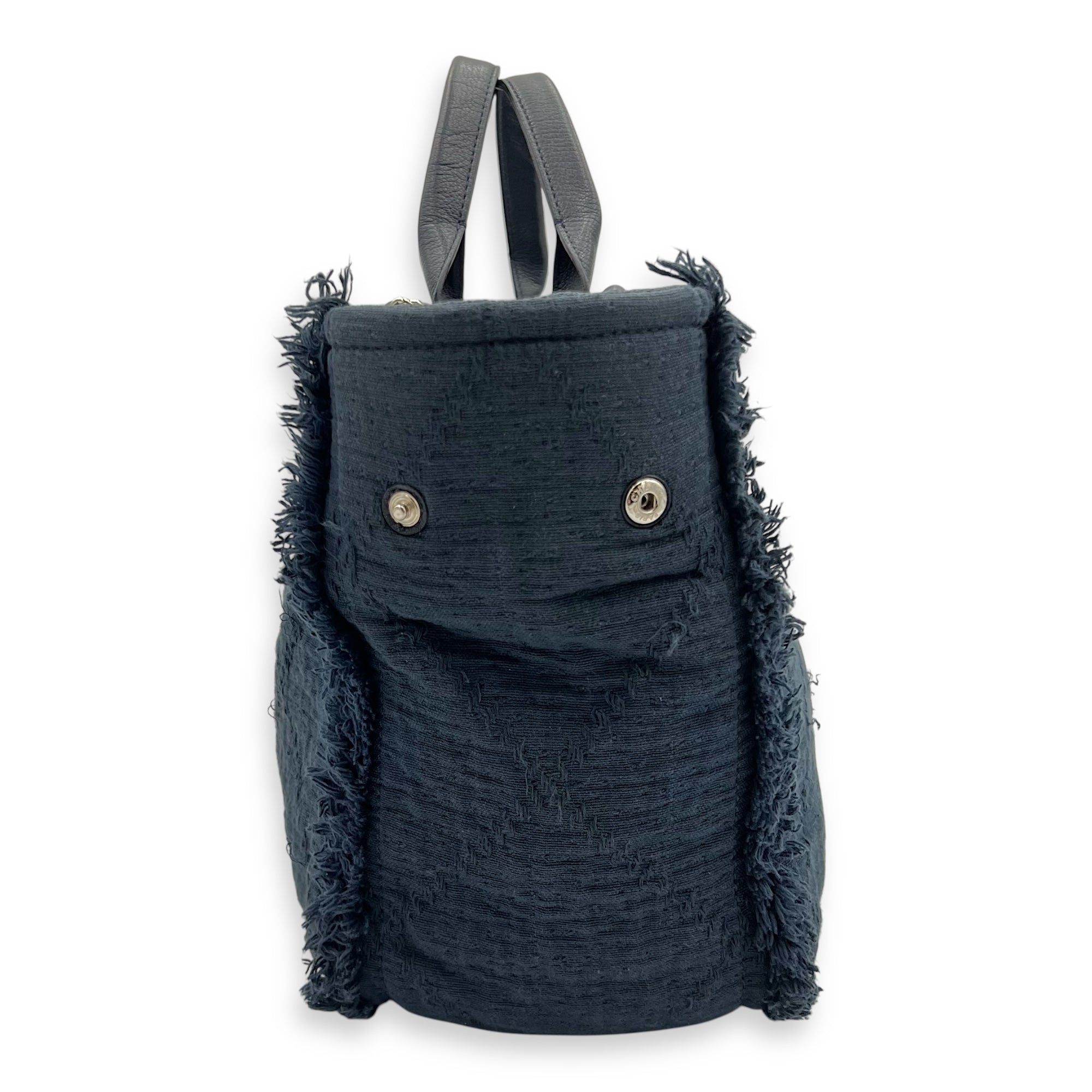 Deauville Tote Bag Blue in Fabric, Silver hardware - Image 4