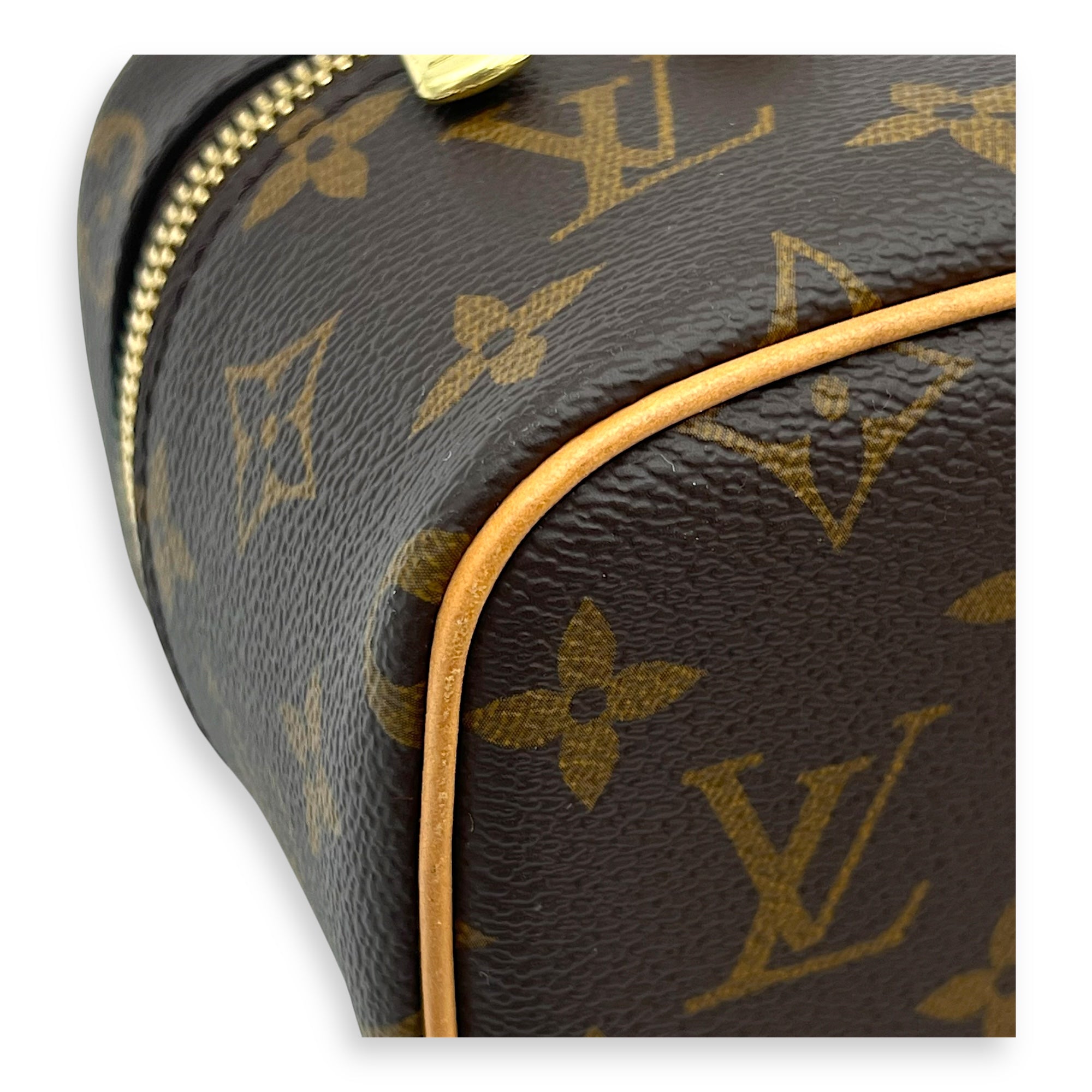 Nice Top Handle Bag Nano Brown in Monogram Coated Canvas, Gold hardware - Image 8