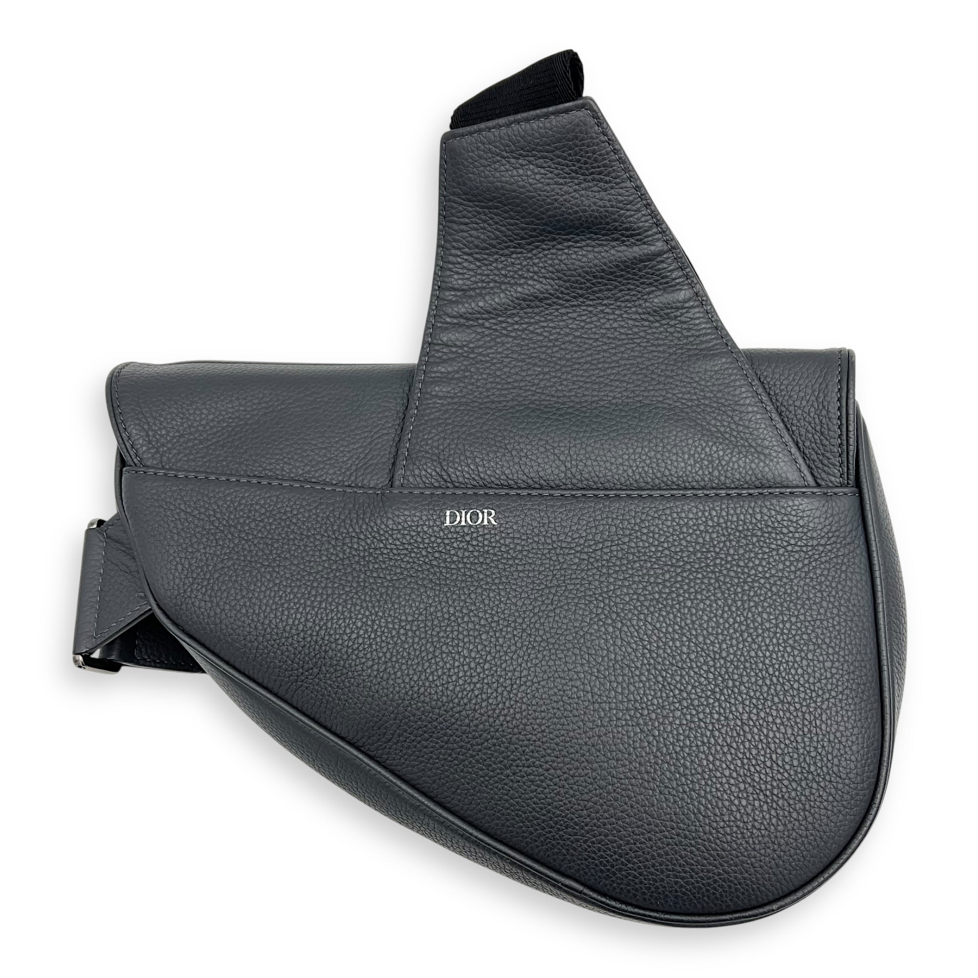 Saddle Crossbody Bag Black in Calfskin, Silver hardware - Image 3