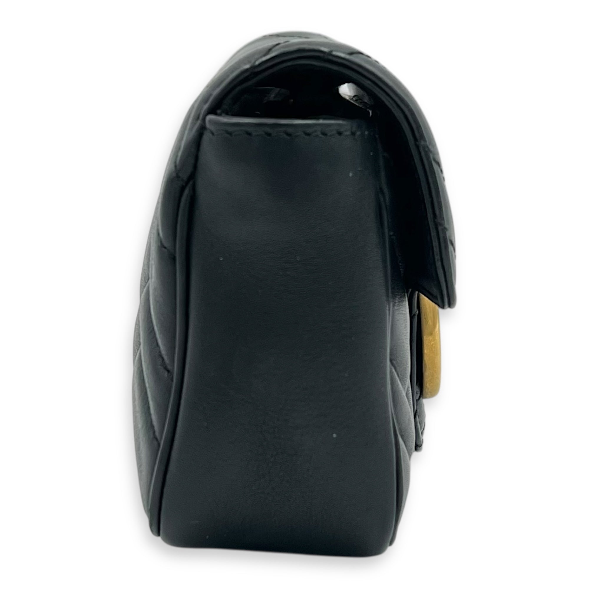 GG Marmont Crossbody Bag Super Mini Black in Calfskin, Gold hardware - Image 4