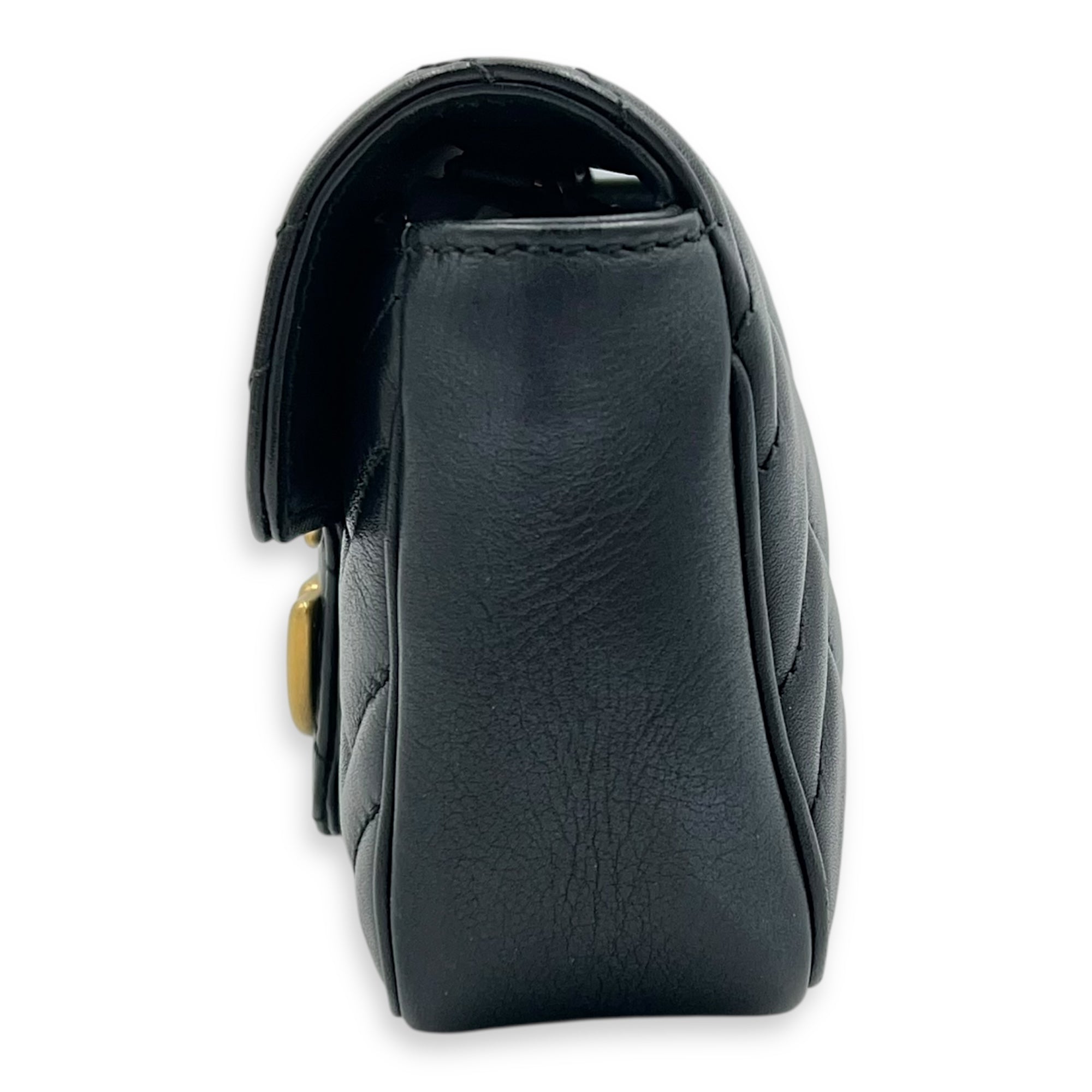 GG Marmont Crossbody Bag Super Mini Black in Calfskin, Gold hardware - Image 5