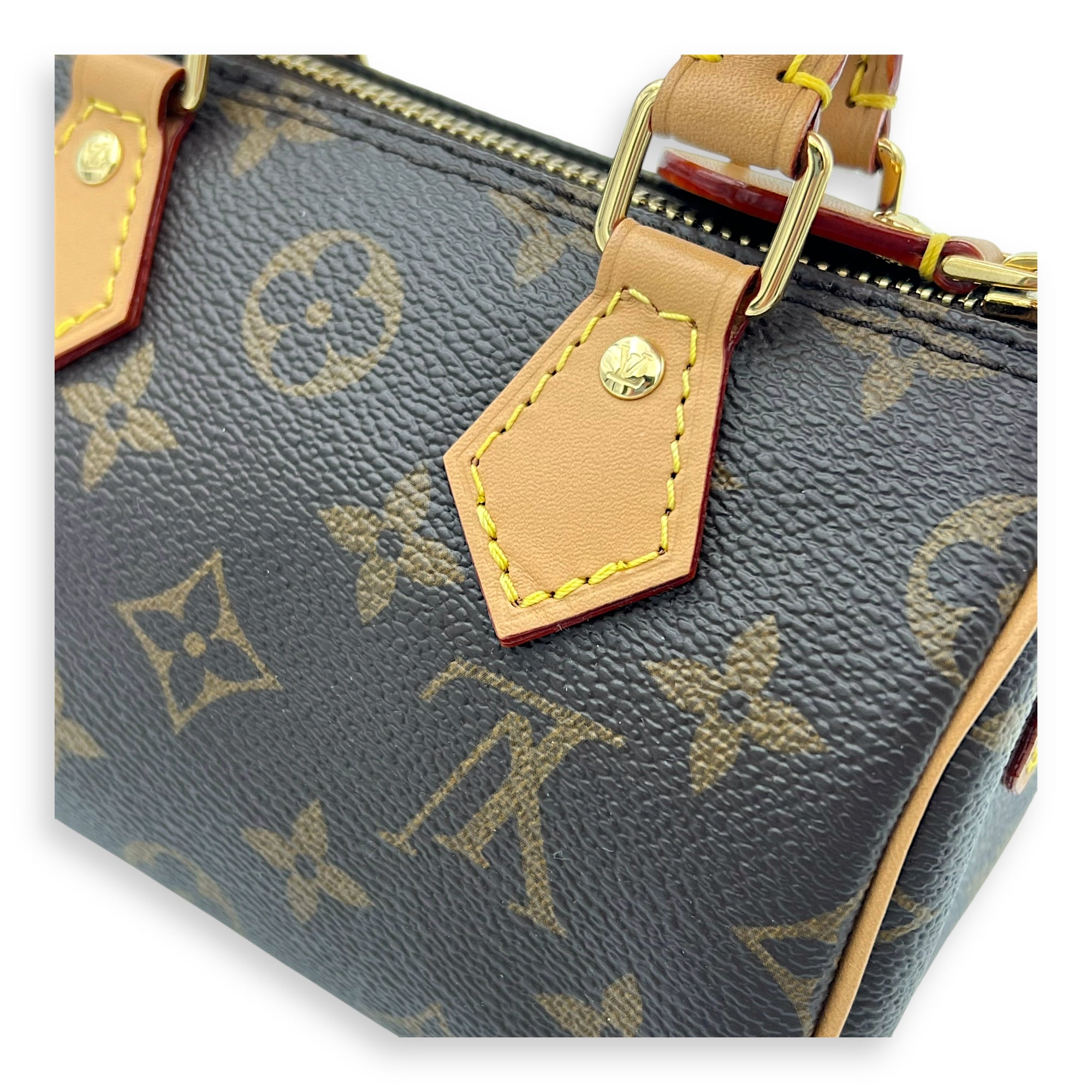 Speedy Crossbody Bag Nano Brown in Monogram Coated Canvas, Gold hardware - Image 8