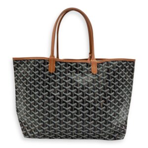Saint Louis PM Brown Tote Bag in Coated Canvas, Silver hardware