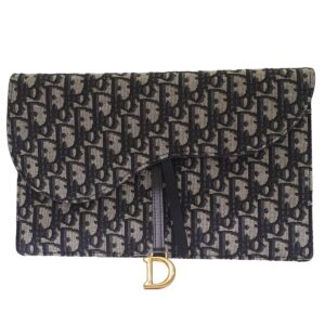 Christian Dior Blue Oblique Saddle Pouch