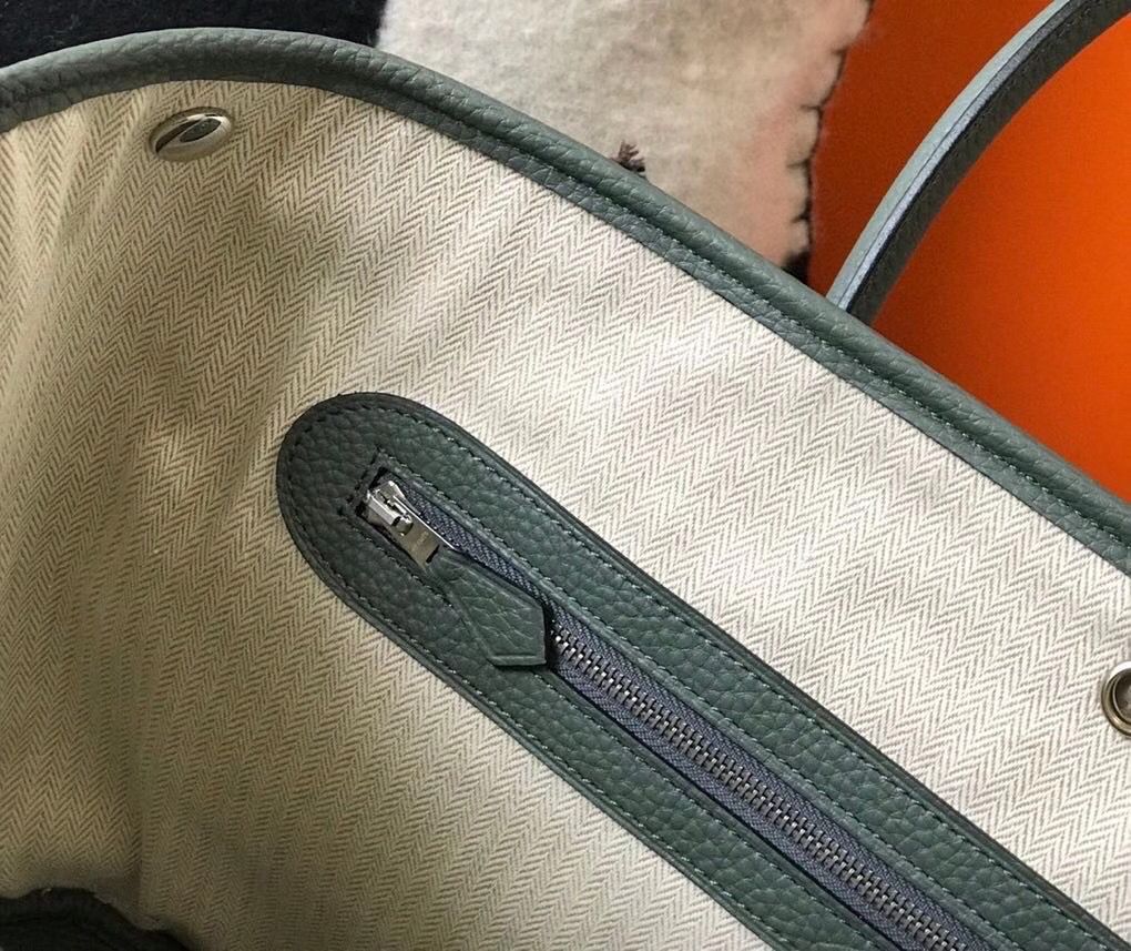 Hermes Garden Party 30 Bag In Vert Amande Taurillon Leather - Image 8