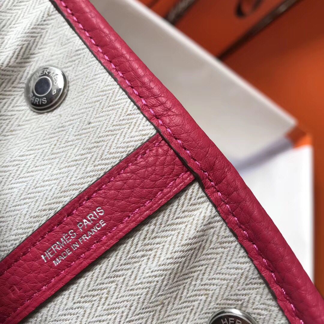 Hermes Garden Party 36 Bag In Rose Tyrien Clemence Leather - Image 8