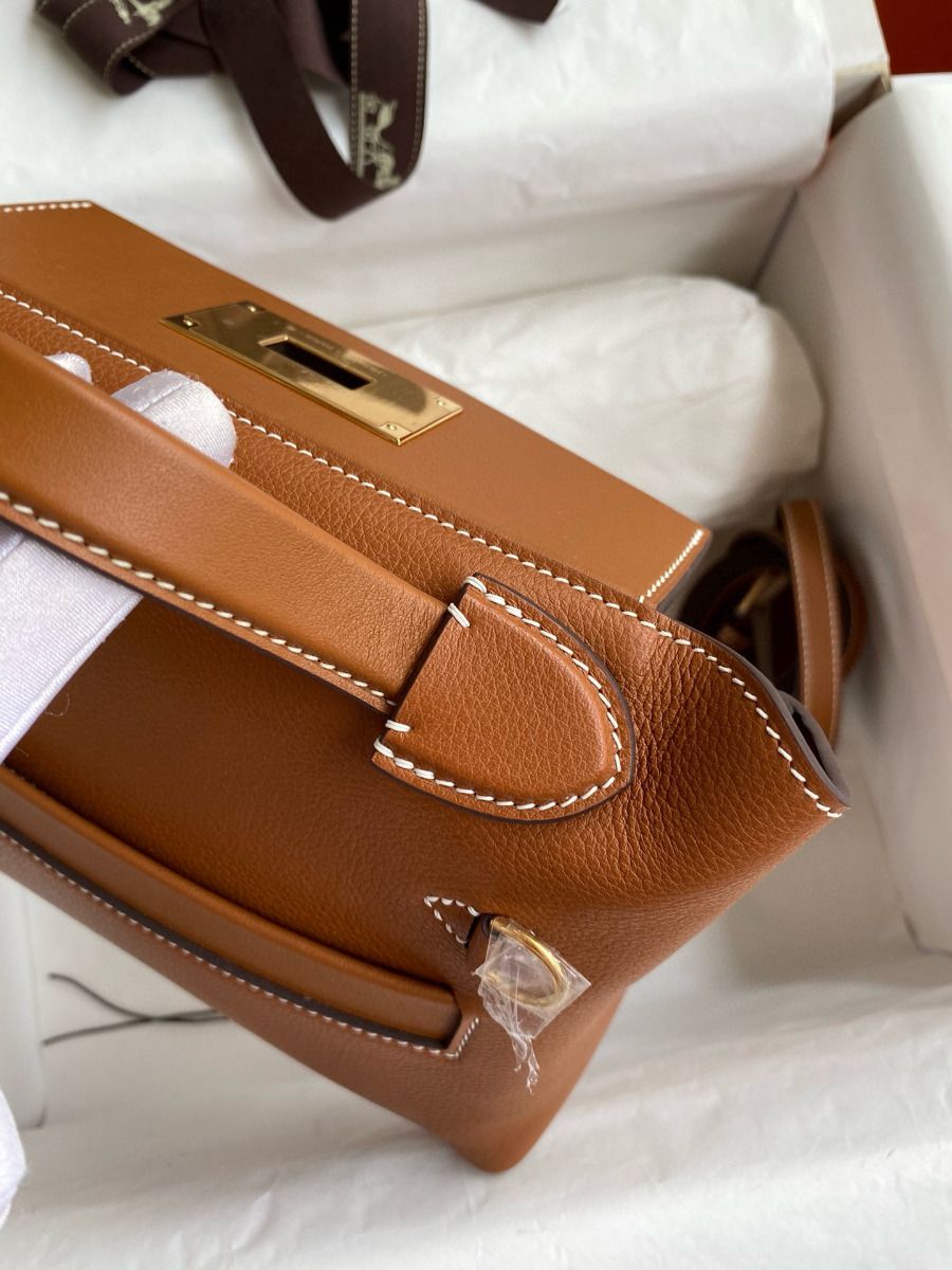 Hermes 24/24 Mini 21 Handmade Bag in Gold Evercolor Leather - Image 7