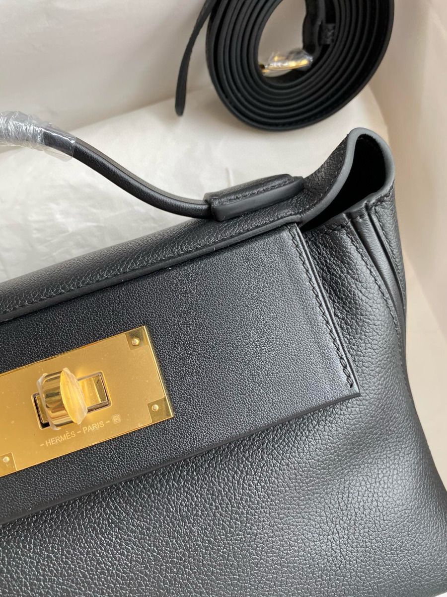 Hermes 24/24 Mini 21 Handmade Bag in Black Evercolor Leather - Image 4