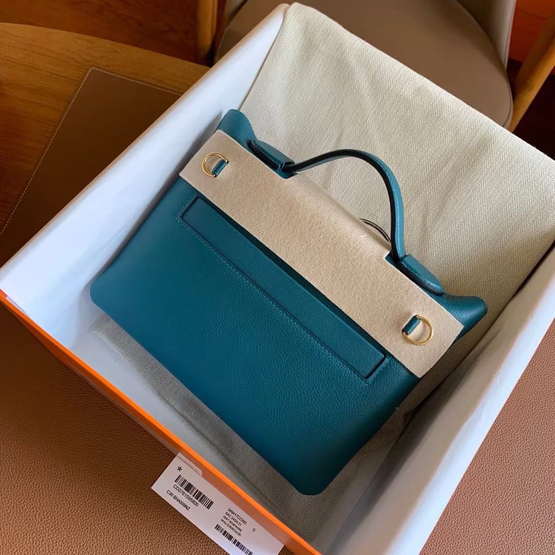 Hermes 24/24 Mini 21 Handmade Bag in Vert Bosphore Evercolor Leather - Image 3